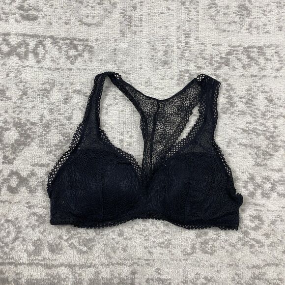 Victorias Secret Bra Black Lace Racerback Wireless No Wire Bralette Size Medium - Picture 1 of 3